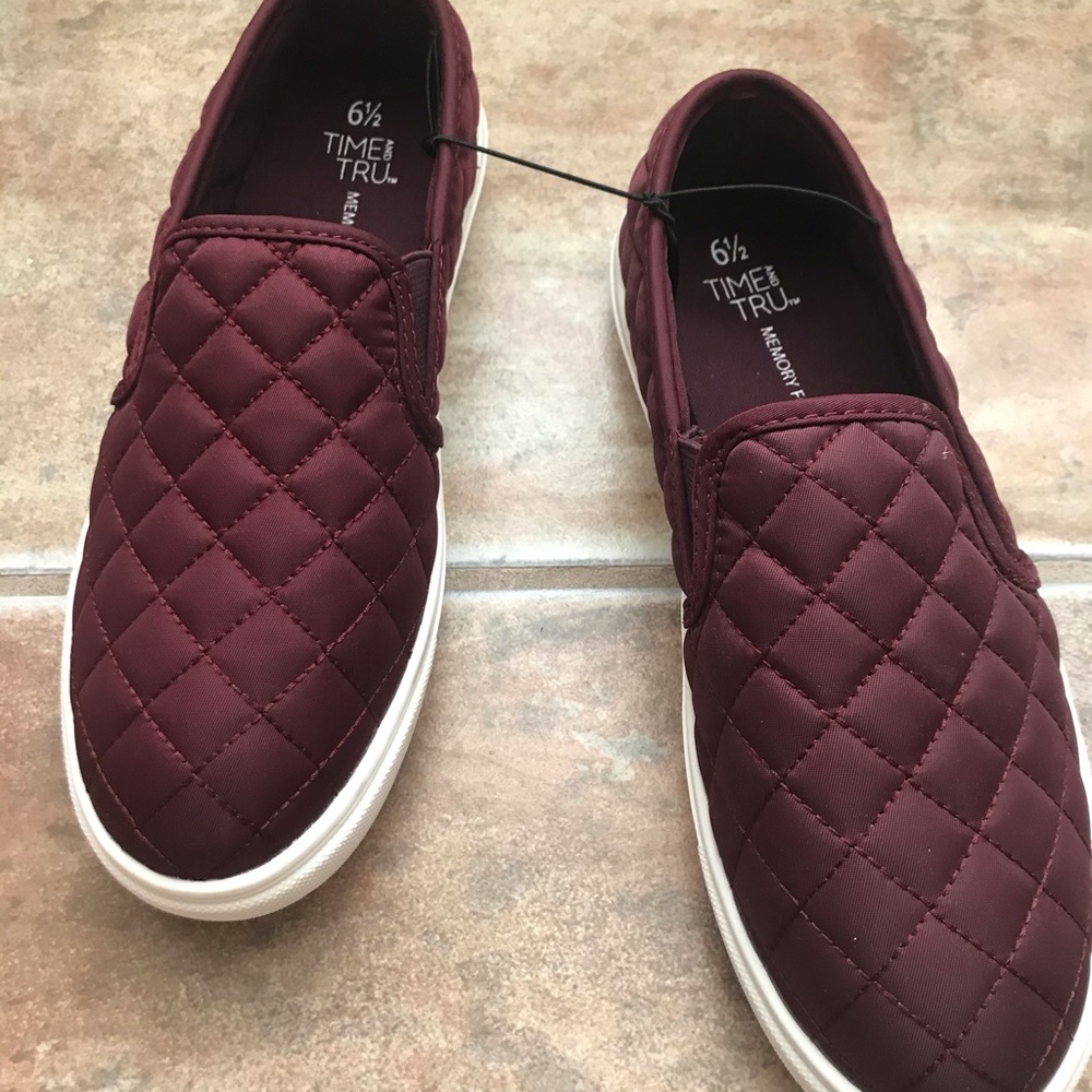 Burgundy slip on sneakers